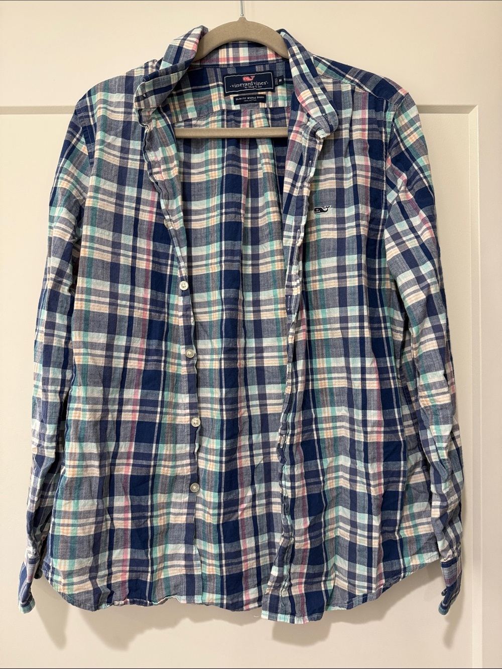 Vineyard Vines Plaid Button-Down Shirt in Navy, White & Teal